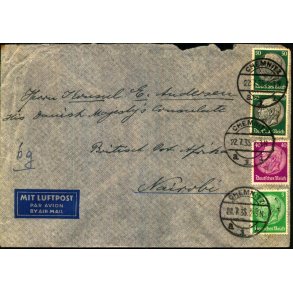 Luftpost Brev fra Tyskland til Kenya - 22 - 7 - 35