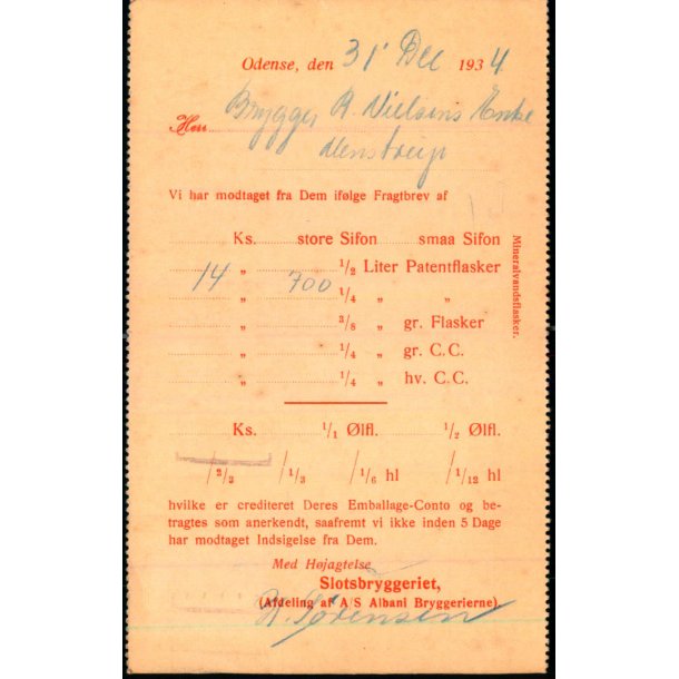 Slotsbryggeriet - Odense  - u/n - Brugt