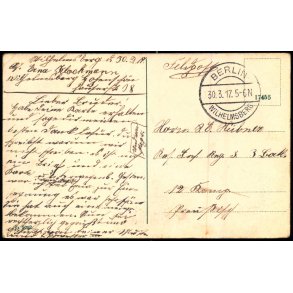 Feldpost - Berlin - Wilhelmsberg  30 -3 -17 - Til 12. Komp. - Billedside : Berlin - Krfrstenbrche