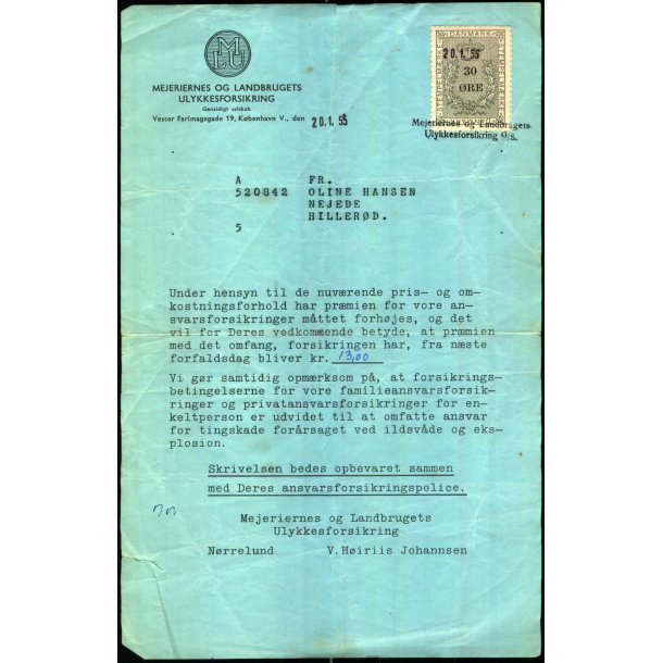 Mejeriernes og Landbrugets Ulykkesforsikring - 1955