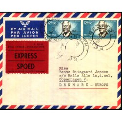 Luftpost Brev fra Syd Afrika - Express -- 18 - 2 - 68 - Stempler bag.