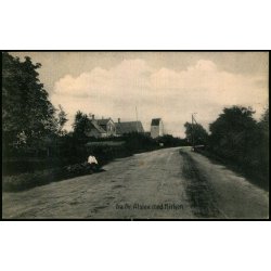 Fra Nr. Alslev med Kirken  - Mackenprangs Bogh. u/n - Ubrugt