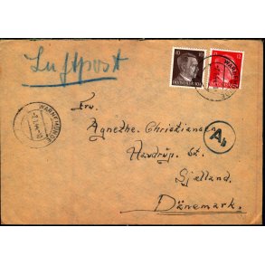 Luftpost  Censurbrev fra Tyskland  7 - 1 - 44 - Til Havdrup St.