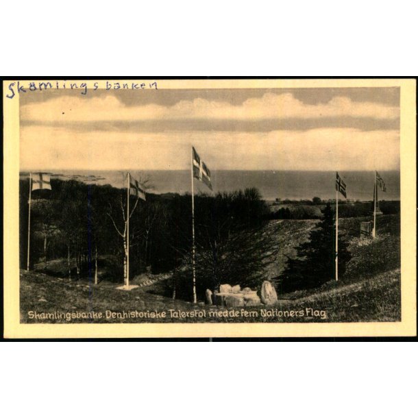 Skamlingsbanke - Den historiske talerstol med de fem Nationers Flag - V. Sch�ffer 63832 - Ubrugt