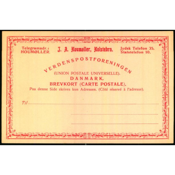 J.A. Houmller - Holstebro - Helsagskort u/n - Ubrugt