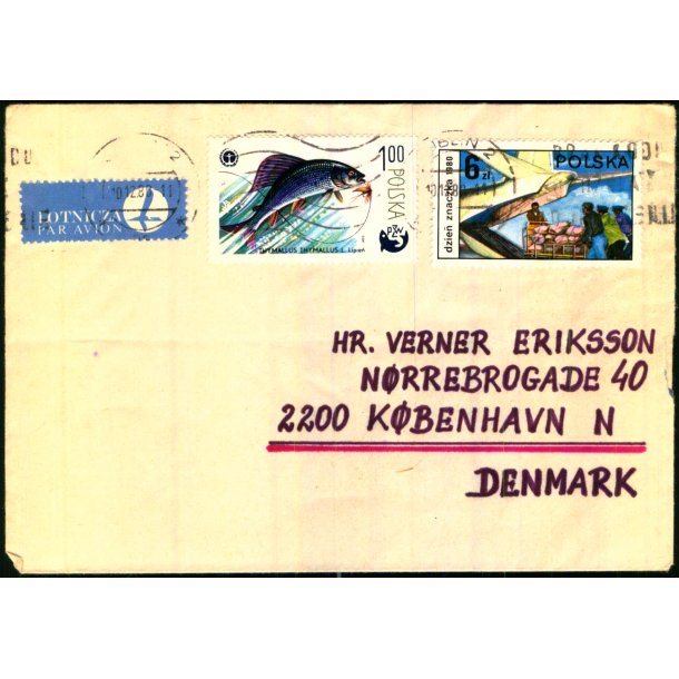 Luftpost Brev fra Polen til Danmark  - 10 - 12 - 80