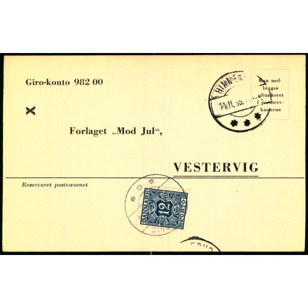 Efterporto - Tryksagskort til Vestervig 