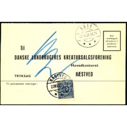 Efterporto - Ufrankeret Tryksagskort til Nstved  21 - 5 - 59