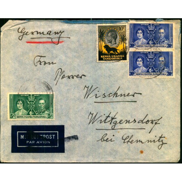 Luftpost Brev fra Tanzania til Tyskland - 1938