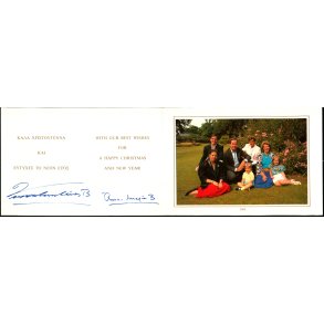 Julekort 1989 - Fra Kong Konstantin - Dronning Anne med Autografer - u/n