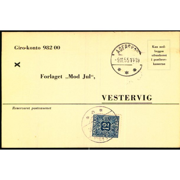 Efterporto - Tryksagskort til Vestervig 