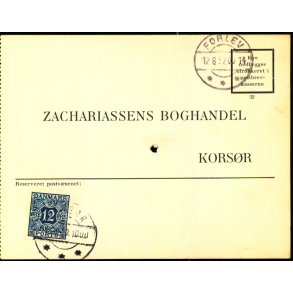 Efterporto - Ufrankeret Tryksagskort til Korsr  12 - 6 - 57