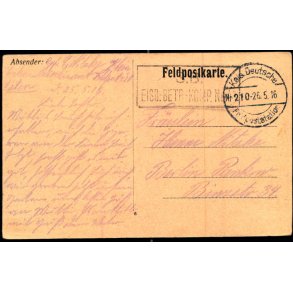 Feldpostkort - Kais. Deutsche Feldpoststation  26 -5 - 16  - Til Berlin - Billedside : Novo-Svenziay
