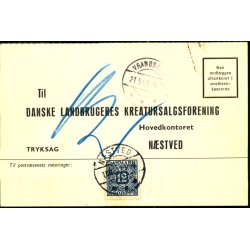 Efterporto - Ufrankeret Tryksagskort til Nstved  22 - 5 - 59