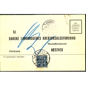 Efterporto - Ufrankeret Tryksagskort til Nstved  22 - 5 - 59