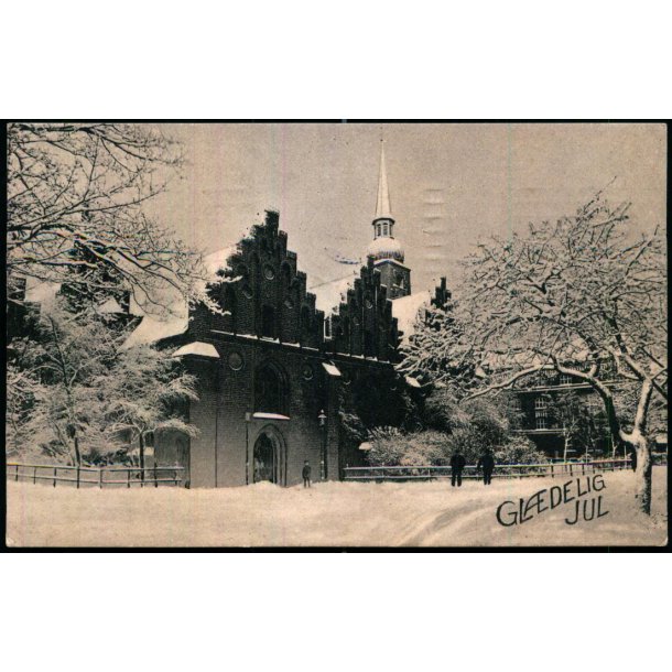 Aarhus - Frue Kirke ved Vintertid - Gl�delig Jul - H.A. Ebbesen 1037 - Brugt