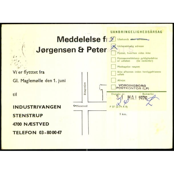 Postkort - Ubekendt - Utilstrkkelig adresse 31 - 5 - 76 - Brugt