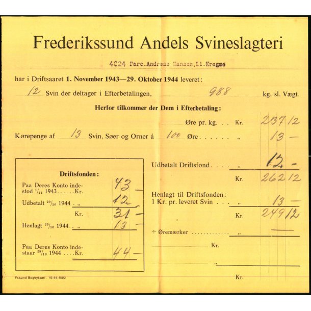 Frederikssund Andels Svineslagteri - 1940 - 41