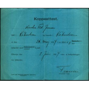 Koppeattest - Kirsten Tut Jensen - 1924