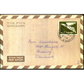 Luftpost Brev fra Israel til Danmark - 8 - 9- 66