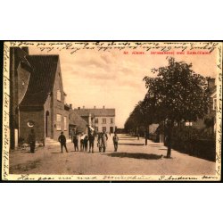  Nr. Alslev - Jernbanevej med Bankfilialen - L.P. Larsens Bogh. 41817 - Brugt