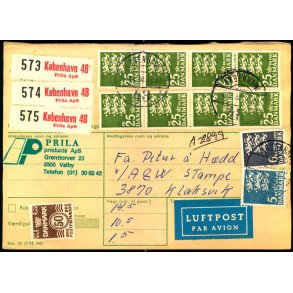 Adressekort fra Kbenhavn til Klaksvig  - 8 x 25 kr  - 5 og 6 kr Rigsvben -