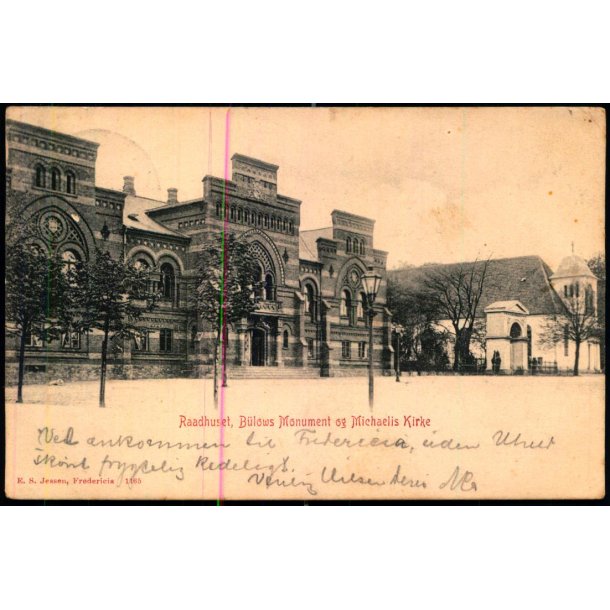 Fredericia - Raadhuset, B�lows Monument og Michaeli Kirke - E.S. Jessen 1165 - Brugt