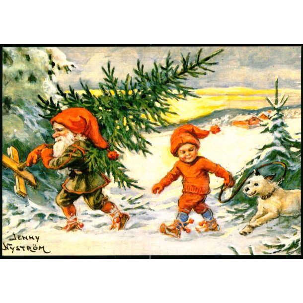 Jenny Nystrm - God Jul - Gott Nytt r - Alex Eliasson - Kopi af orginalt Maleri - u/n - Ubrugt