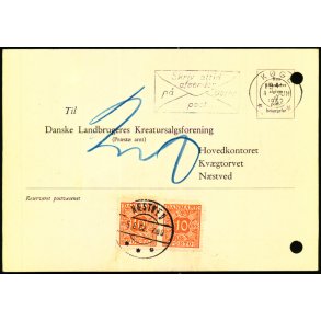 Efterporto - Ufrankeret Tryksagskort til Nstved  4 - 6 - 62