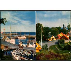 Gudhjem - Havnen - Kirken set fra broen - Colbergs Bogh. 8520 - Ubrugt