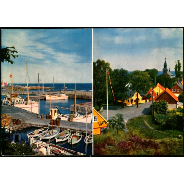 Gudhjem - Havnen - Kirken set fra broen - Colbergs Bogh. 8520 - Ubrugt