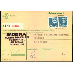 Adressekort fra Roskilde  - 2 x 5 kr Rigsvben 22 - 5 - 80