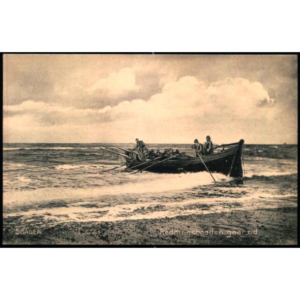 Skagen - Redningsbaaden gaar ud -  Laurits Schjeldes Bogh. 1692 - Ubrugt