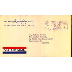 Luftpost Brev fra U.S.A. til Danmark - 1 - 12 - 52