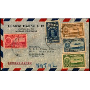 Luftpost Brev fra Venezuela til Danmark - 16 - 3 - 1938