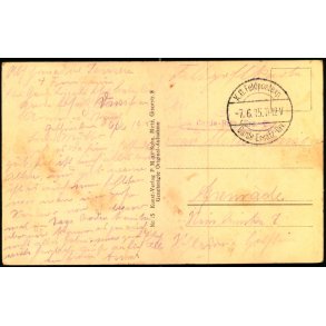 Feldpost - K.D. Feldpostexp.  7 - 6 -15 - Til Apenrade - Billedside : Varennes