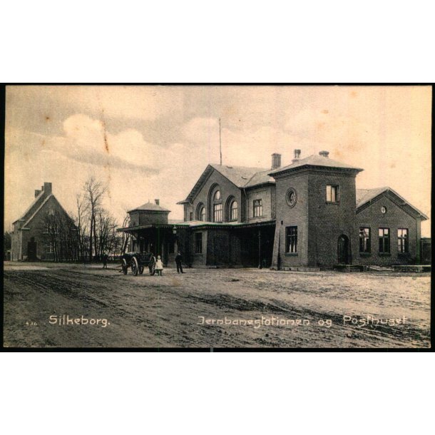 Silkeborg - Jernbanestationen og Posthuset - I.A. Lundkvist 436 - Ubrugt