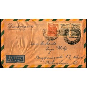 Luftpost Brev fra Brasilien  til Danmark - 9 - 6 - 55