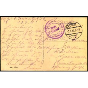 Feldpost - K.D. Feldpost  2 - 4  -17 - Til Apenrade - Billedside : Raucort (Ardennen)