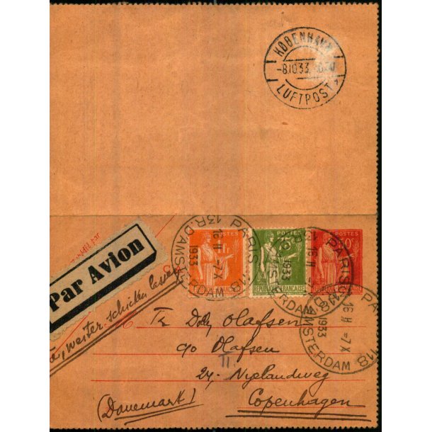 Luftpost Kort fra Frankrig - 18 - 11 - 33