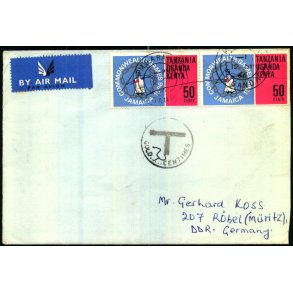 Luftpost Brev fra Uganda til Tyskland - Efterporto 30 cen. - 12 - 9 - 66