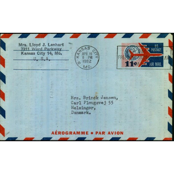 Luftpost Brev fra U.S.A. til Danmark - 16 - 4 - 62