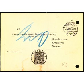  Efterporto - Ufrankeret Tryksagskort til Nstved  5 - 10 - 60