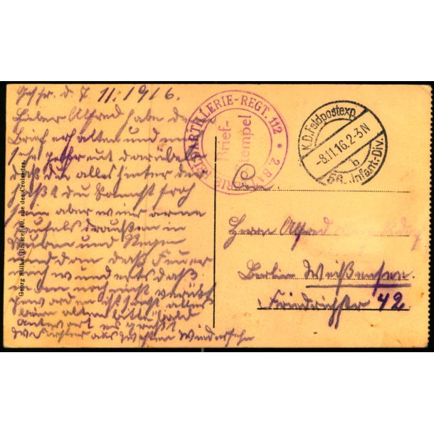 Feldpost - K.D. Feldpostxped.   8 - 11 -16 - Til Berlin - Billedside :  Saint-Quentin