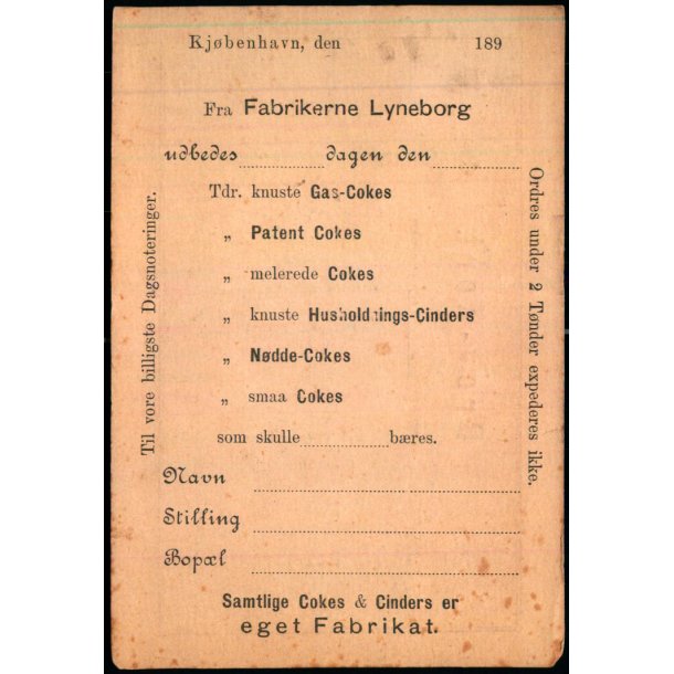 Fabrikerne Lyneborg - Kbh. - u/n - Ubrugt