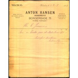 Anton Hansen - Smedkermester - K�benhavn K - 1918