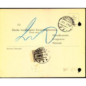  Efterporto - Ufrankeret Tryksagskort til Nstved  21 - 1 - 59