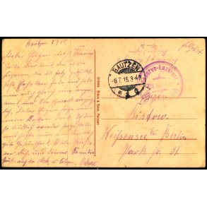 Feldpost - Bautzen  6 - 7 -15 - Til Berlin  - Billedside : Bautzen