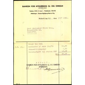 Banken for Nyk�bing Sj. og Omegn - 1951