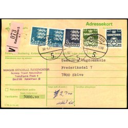 Adressekort - Vrdipakke  - 2 x5 kr - 1x6 kr Rigsvben 10 og 20 re Blgelinie - 30 - 4 - 79